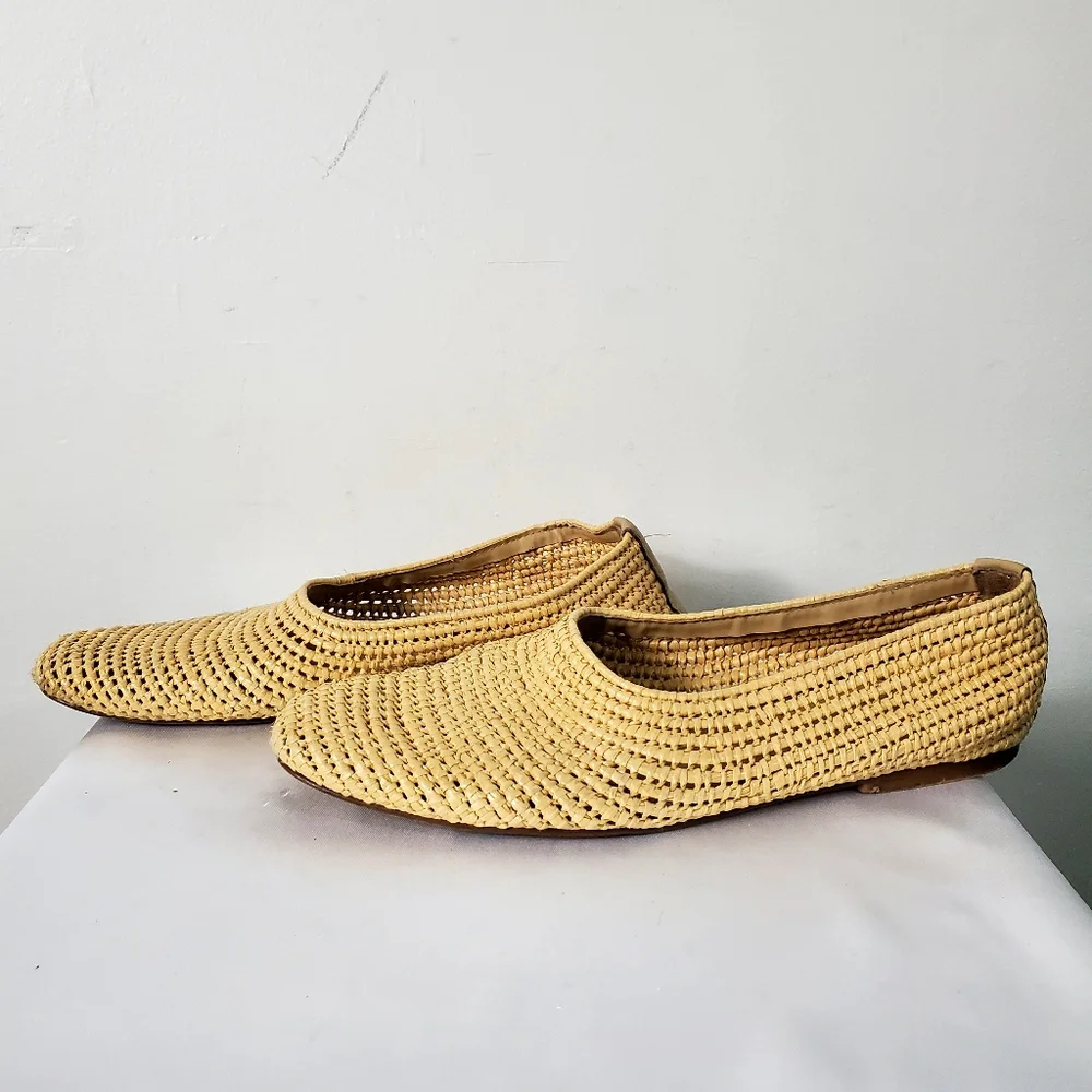 Zara Natural Colored Braided Hand Woven Flat Shoes - Picture 9 of 13